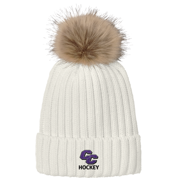 Curry College Faux Fur Pom Beanie